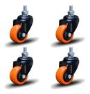 Kit 4 Rodízio Linha Black Parafuso 3/8" 50mm Sem Freio 200kg Laranja - Colson