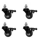 kit 4 Rodízio PVC 2'' Giratório Rosca Freio Preto A09420-GRF