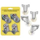 Kit 4 Rodízios 1.5” Gel Silicone 2 Fixos e 2 Móveis, Suporta 40kg Cada BOM5529