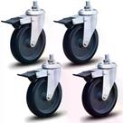 Kit 4 Rodízios Anti Risco Móveis 4" 101mm 260kg Com Freio - Colson - 2512