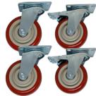 Kit 4 Rodízios Giratório 4" Chapa Freio Duplo 2 Rolamentos -