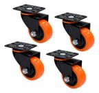 Kit 4 Rodízios Giratório 75mm 3'' Roda Pu Sem Freio Vollekz