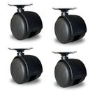 Kit 4 Rodízios Giratórios Para Móveis Leves 50mm Plástico 120kg Total Placa 4cm x 4cm