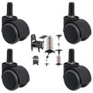Kit 4 Rodízios para carrinho auxiliar e cadeira manicure Com Bucha Adaptadora Kit 4 Rodízios para carrinho auxiliar e cadeira manicure Com Bucha Adaptadora