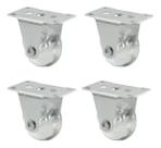 Kit 4 Rodízios Rodinha 50mm Fixo Multiuso para Sofá Bicama e Móveis em Geral
