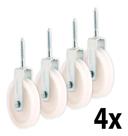 Kit 4 Roldana Branca Plástica Com Parafuso 4cm