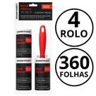 Kit 4 Rolo Adesivo 8 Refil 360 Folhas Tira Pelos Bolinha Fiapos Roupa Powermaid