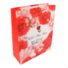Kit 4 Sacola De Papel Para Presentes Com Frase Homenagem Dia Das Mães Com Glitter Nas Flores 32x26x10cm