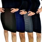 Kit 4 Saias Femininas Lápis Moda Evangélica Elástico Lisas Cores Sortidas Suplex PP ao Plus Size