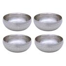 Kit 4 Saladeiras Tigela Bowl Inox Martelado 18cm 1350ml