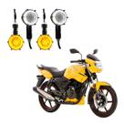 Kit 4 Seta Modelo P41 Farol Milha Custom para Moto DAFRA APACHE 150CC 2013 2014 2015 Angel Eyes Redondo