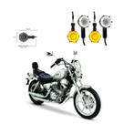 Kit 4 Seta Modelo P41 Farol Milha Custom para Moto DAFRA KANSAS 250 Ano 2008 2009 Angel Eyes Redondo