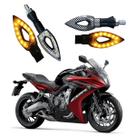 Kit 4 Setas Esportivas Led P01C Carbono Modelo Flecha vazado Moto CBR 650F Ano 2004 2005 2006 2007 2008 2009