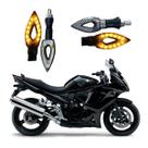 Kit 4 Setas Esportivas Led P01C Carbono Modelo Flecha vazado Moto Suzuki 650F Ano 2010 2011 2012 2013 2014 2015
