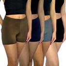 Kit 4 Shorts Femininos Curtos Justos Elástico Lisos Cores Sortidas Suplex Pp ao Plus Size