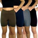 Kit 4 Shorts Femininos Meia Coxa Justos Elástico Lisos Cores Sortidas Suplex PP ao Plus Size
