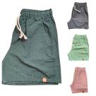 Kit 4 Shorts Mauricinho Plus Size Fio Tinto Linho 3 Bolsos