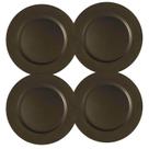 Kit 4 Sousplat Redondo Polipropileno Preto 33Cm Rafimex