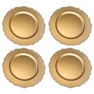 Kit 4 Sousplat Trançado Dourado Redondo 33cm