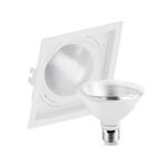 Kit 4 Spot Embutir Quadrado Recuado Par30 Branco + Lâmpada Led 10w 4000k