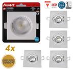 Kit 4 Spot Led Embutir Direcionável Quadrado Quente Frio