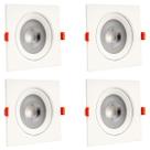 Kit 4 Spot Led Quadrado Branco Neutro 4000K 12W Bivolt - Direcionável, Design Moderno e Instalação Fácil