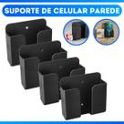 Kit 4 Suporte De Celular Parede Para Carregar Multiuso Com Furos Preto Kit 4 Suporte De Celular Parede Para Carregar Multiuso Com Furos Preto