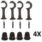 Kit 4 Suporte para Varão Cortina com Ponteira 28mm Imbuia