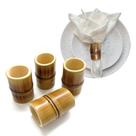 Kit 4 Suporte Porta Guardanapo Anel de Bambu Natural para Decoração de Mesa Festa Jantar Modelo com Nó Artesanal