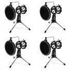 Kit 4 Suporte Tripé Móvel De Mesa Com Pop Filter Ante Vento