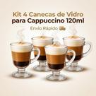 Kit 4 Taças Caneca de Vidro para Cappuccino 120ml com Alça para Café e Latte