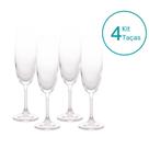 Kit 4 Taças de Champanhe Espumante Cristal Ecológico 220ml Lyor