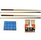 Kit 4 Taco Especial 1 Dz Giz Azul Giz Branco Sinuca Bilhar