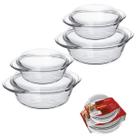 Kit 4 Terrinas de Vidro 2 de Cada 1L 2,3L Base+Tampa Marinex