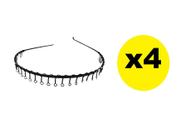 Kit 4 Tiaras de Ferro Arco Metal Preto 14cm Acessório