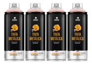 Kit 4 Tinta Spray Metálica Pro Rose Gold Brilhante Mtn 400ml