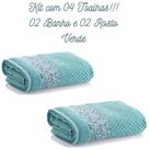 Kit 4 Toalhas Banho e Rosto Grande Super Macia Algodão 450Gr