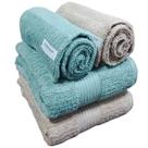 Kit 4 Toalhas Buddemeyer Fio Penteado Canelado Bege Verde Suave 2 banho e 2 rosto