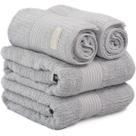 Kit 4 Toalhas Buddemeyer Fio Penteado Canelado Prata 2 banho 2 rosto