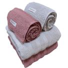 Kit 4 Toalhas Vanilla Buddemeyer (2 Banho 2 Rosto) - Cinza-Rosa Velvet