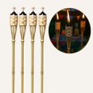 Kit 4 Tocha de Bambu Para Decoração Luau Jardim Igreja Festa Junina Arraiá Pavio Recipiente de Metal 100cm