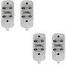 Kit 4 Tomadas Bipolar Barra Dupla Ilumi 1632 10A 250V Cinza Ideal Residencial Comercial Eletricista