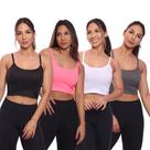Kit 4 Top Cropped Alcinha Canelado Mulher Lisa Blusa Blusinha Básica Treino Academia