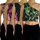 Kit 4 Tops Femininos Cropped Regata Um Ombro Mula Manca Estampas Sortidas Suplex PP ao Plus Size Kit 4 Tops Femininos Cropped Regata Um Ombro Mula Manca Estampas Sortidas Suplex PP ao Plus Size