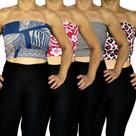 Kit 4 Tops Femininos Faixa sem alça Elástico Barra Estampas Sortidas Viscolycra Pp Plus Size