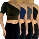 Kit 4 Tops Femininos Manga Curta Um Ombro Só Mula Manca Lisos Cores Sortida Suplex Pp ao Plus Size Kit 4 Tops Femininos Manga Curta Um Ombro Só Mula Manca Lisos Cores Sortida Suplex Pp ao Plus Size