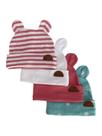 Kit 4 Touca/Gorro com Orelhinhas de Inverno Frio Bebê Recém-Nascido