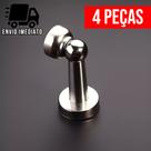 Kit 4 Trava Porta Magnético Prendedor de Aço Inox Cromado Slim com Imã e Fixador Parafusado