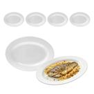 Kit 4 Travessa Bandeja Oval Rasa Opaline Branco 35cm Servir