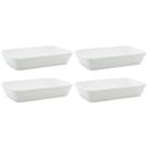 Kit 4 Travessas de Porcelana Branca 26x17x5cm Refratário Linea Lyor Prato Retangular
